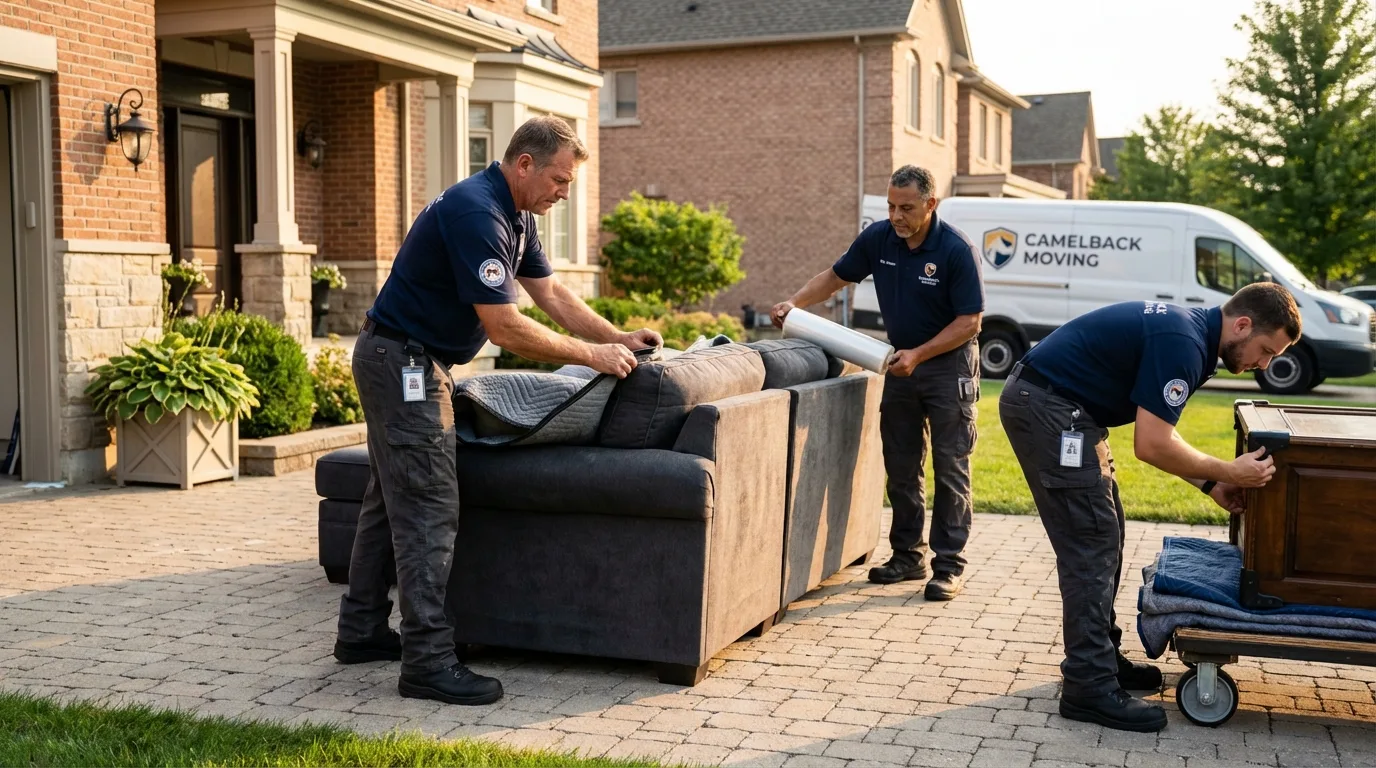 Large estate moving crew wrapping furniture in Watervliet, NY